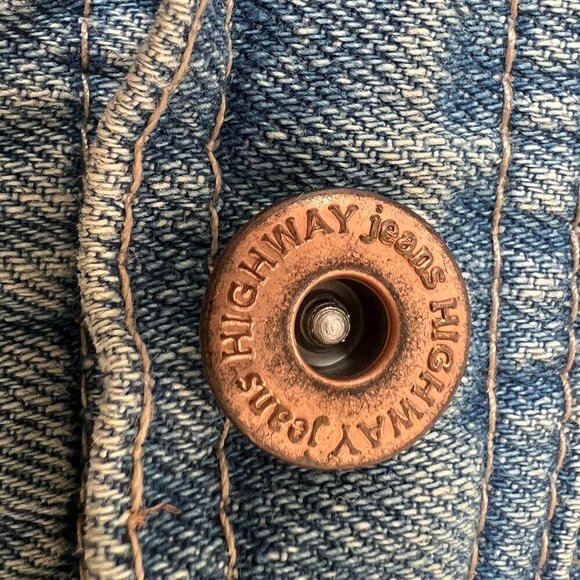 Highway Jeans Sleeveless Denim Jean Jacket Vest Distressed Women's Size Large - Picture 12 of 12